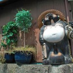 Tanuki figure on a street corner