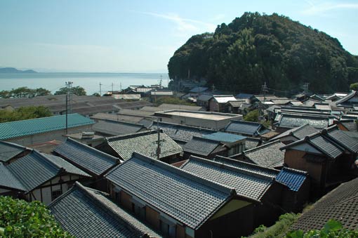 Rows of houses around the port