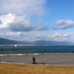 Nagisa Park facing Lake Biwa, Mt. Hiei and Mt. Hira